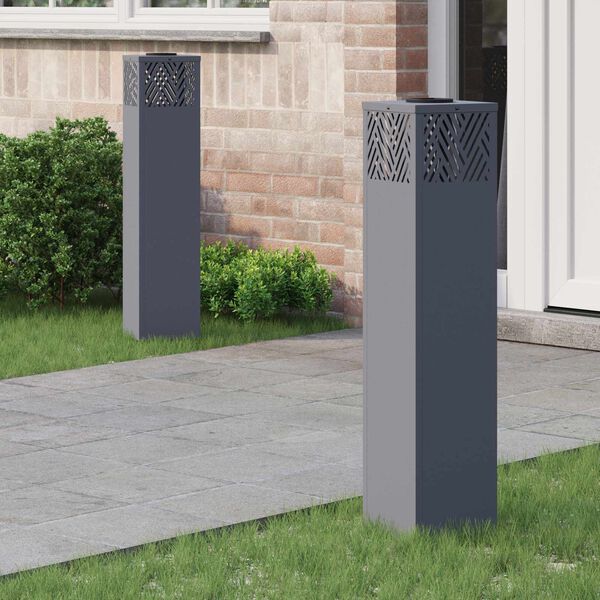 vidaXL Luz Solar LED de Caminho 2 pcs Antracite A&ccedil;o Laminado a Frio