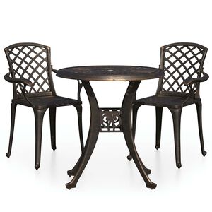 vidaXL 3 pcs conjunto bistr&ocirc; alum&iacute;nio fundido bronze