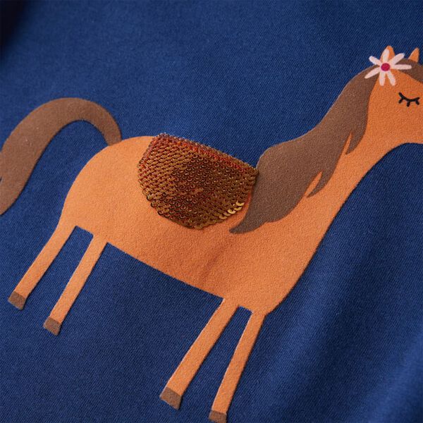 T-shirt de manga comprida para crian&ccedil;a azul-marinho 128