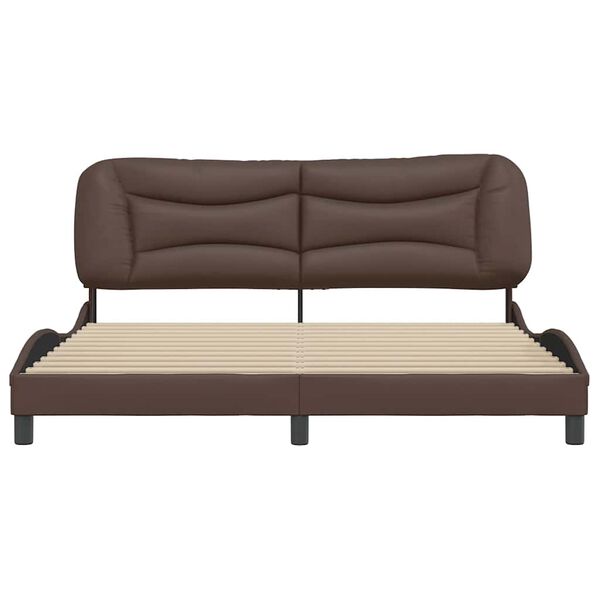 vidaXL Estrutura de cama sem colch&atilde;o Hvar 180x200cm couro artificial castanho
