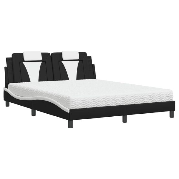 vidaXL Cama Viana com colch&atilde;o 160x200 cm couro artificial preto e branco