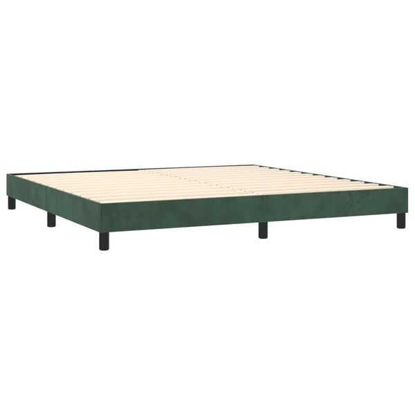 vidaXL Cama com molas/colch&atilde;o 200x200 cm veludo verde-escuro