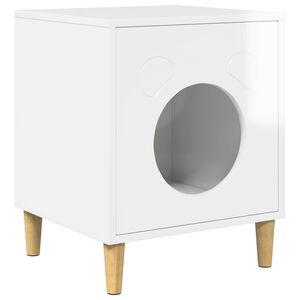 vidaXL Casa para Gatos Branco Brilhante 42,5 x 40 x 53 cm