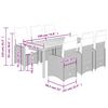 vidaXL 9 pcs conjunto bistr&ocirc; de jardim c/ almofad&otilde;es vime PE cinzento