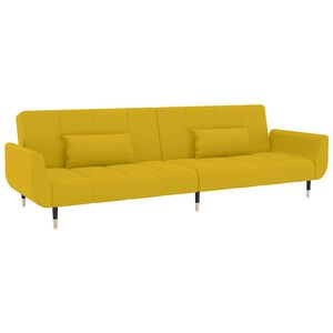 vidaXL Sof&aacute;-cama 2 lugares com duas almofadas veludo amarelo