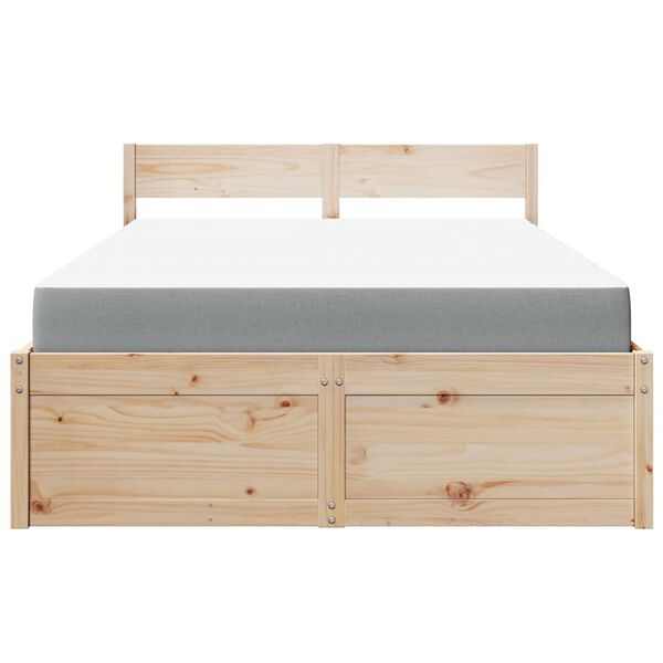 vidaXL Cama com gavetas e colch&atilde;o 140x190 cm madeira de pinho maci&ccedil;a