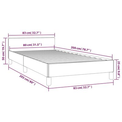 vidaXL Estrutura de cama c/ cabeceira tecido 80x200 cm preto