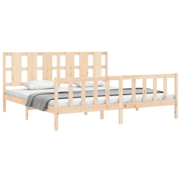 vidaXL Estrutura de cama com cabeceira 180x200 cm madeira maci&ccedil;a