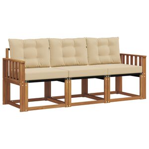 vidaXL Conjunto de Sof&aacute;s para Exterior 3 pcs Natural e Bege
