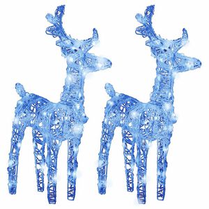 vidaXL Renas de Natal 2 pcs 80 luzes LED acr&iacute;lico azul