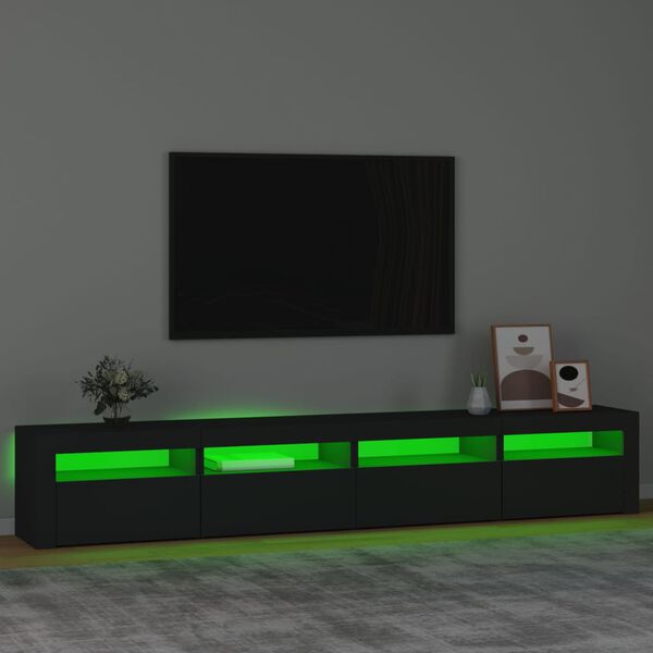 vidaXL Móvel de TV com luzes LED 240x35x40 cm preto