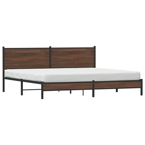 vidaXL Estrutura cama sem colch&atilde;o 193x203 cm metal carvalho castanho