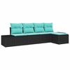 vidaXL Conjunto de Sof&aacute; de Jardim 5 unid. Preto vime PE