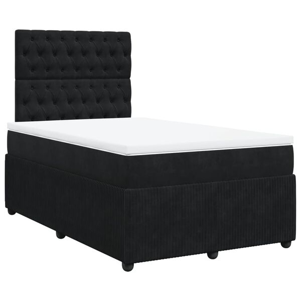 vidaXL Cama boxspring com colch&atilde;o 120x200 cm veludo preto