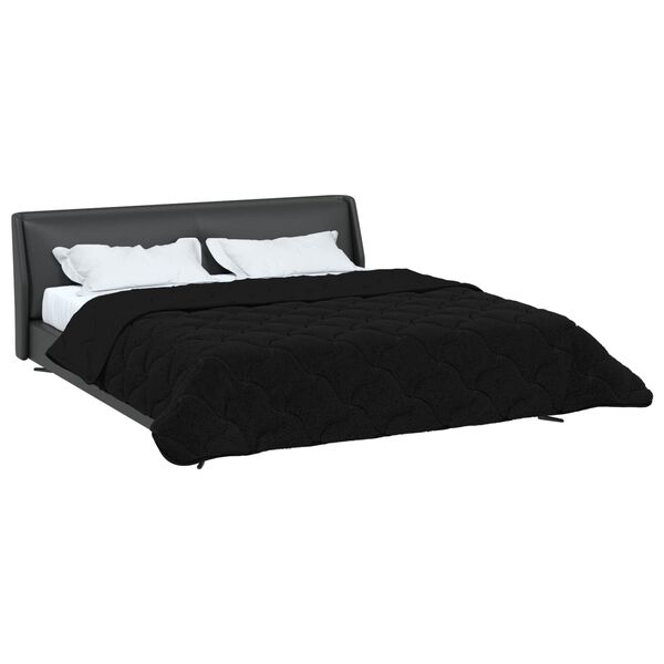 vidaXL Duvet de Ano Inteiro Colchonete Preto 200 x 220 cm