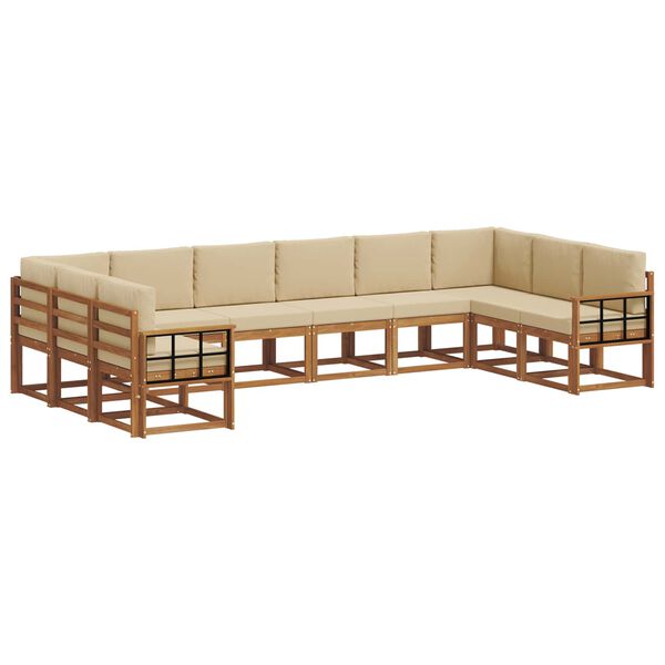 vidaXL Conjunto de Sof&aacute;s para Exterior 10 pcs Natural e Bege