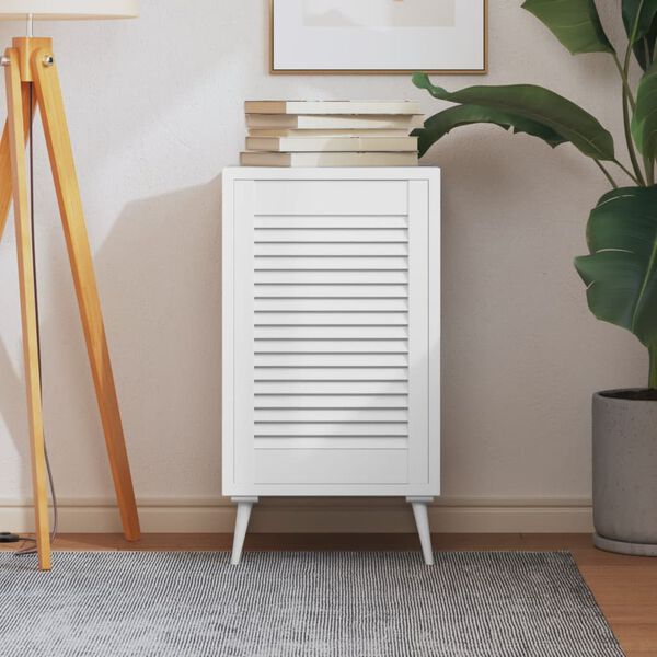 vidaXL Porta de arm&aacute;rio com design de persiana pinho maci&ccedil;o branco