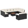 vidaXL 13 pcs conjunto de sof&aacute;s de jardim com almofad&otilde;es vime PE preto