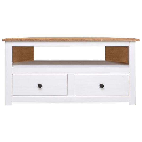 vidaXL M&oacute;vel canto TV 93x49x49 cm madeira pinho maci&ccedil;a Panama branco