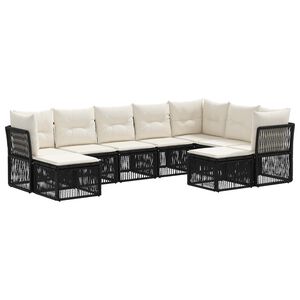 vidaXL Conjunto de Sof&aacute; de Jardim 9 unid. Preto vime PE
