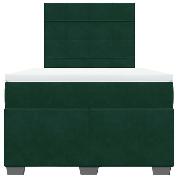 vidaXL Cama boxspring com colch&atilde;o 120x190 cm veludo verde-escuro