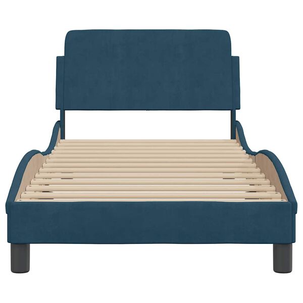 vidaXL Estrutura de cama com cabeceira Dover 90x190 cm veludo azul