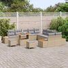 vidaXL Conjunto de Sof&aacute; de Jardim 13 pcs Bege Rattan Sint&eacute;tico