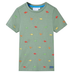 vidaXL T-shirt de manga curta para crian&ccedil;a caqui 116
