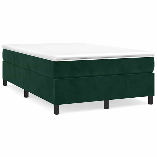 vidaXL Estrutura de cama com molas 120x200 cm veludo verde-escuro