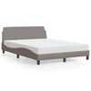 vidaXL Cama com colch&atilde;o Dover 140x190 cm tecido castanho-acinzentado