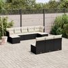 vidaXL 10 pcs conjunto sof&aacute;s de jardim c/ almofad&otilde;es vime PE preto