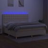vidaXL Cama box spring c/ colch&atilde;o e LED 200x200 cm tecido cor creme