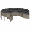 vidaXL Sof&aacute; de jardim com almofad&otilde;es redondo vime PE cinzento