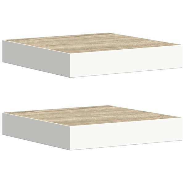 vidaXL Prateleiras de parede 2 pcs 23x23,5x3,8cm MDF carvalho e branco