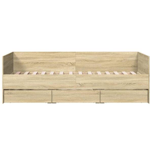 vidaXL Sof&aacute;-cama com gavetas sem colch&atilde;o 100x200 cm carvalho sonoma