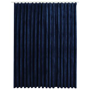vidaXL Cortina blackout com ganchos 290x245 cm veludo azul-escuro