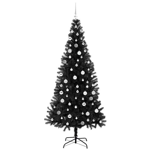 vidaXL &Aacute;rvore de Natal com 300 LEDs com suporte Preto 210 cm PVC