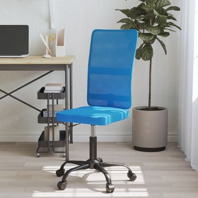 vidaXL Cadeira de escritório altura regulável tecido de malha azul