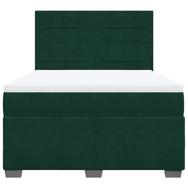 vidaXL Cama com molas/colch&atilde;o 140x200 cm veludo verde-escuro