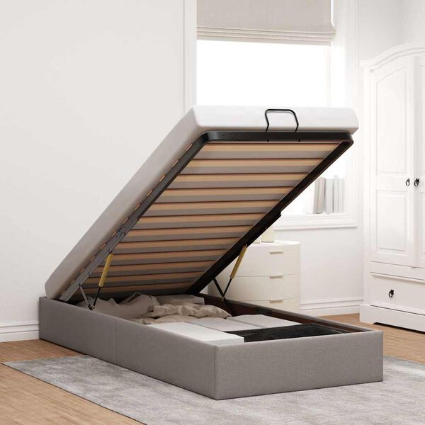 vidaXL Estrutura de cama otomana sem colch&atilde;o 80x200 cm tecido cinzento