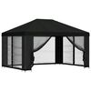 vidaXL Gazebo com paredes laterais 4 &times; 3 m Preto Poli&eacute;ster e A&ccedil;o