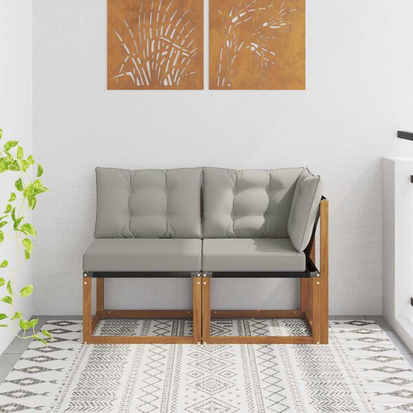 vidaXL Sof&aacute; M&eacute;dio e de Canto para Exterior com almofada 2 Pe&ccedil;a Natural