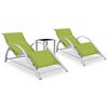 vidaXL Espregui&ccedil;adeiras com mesa 2 pcs alum&iacute;nio cor verde