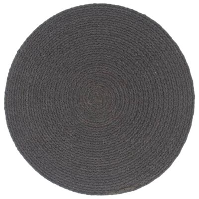vidaXL Individuais mesa 4 pcs algodão liso 38 cm redondo cinza-escuro