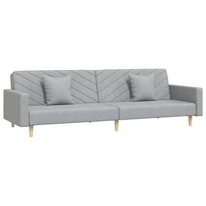 vidaXL Sof&aacute;-cama 2 lugares com duas almofadas tecido cinzento-claro