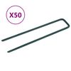 vidaXL Grampos para relva artificial em forma de U 50 pcs ferro