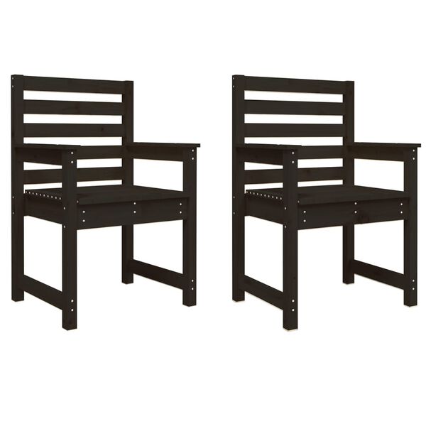 vidaXL Cadeiras de jardim 2 pcs 60x48x91 cm pinho maci&ccedil;o preto