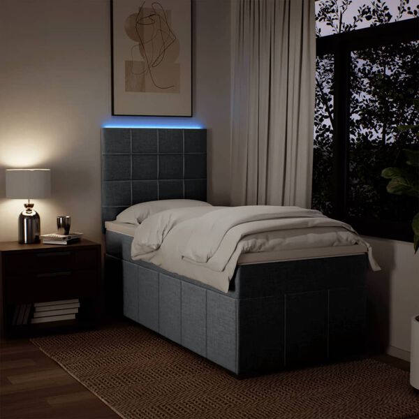 vidaXL Cama com molas/colch&atilde;o 90x190 cm tecido cinzento-claro