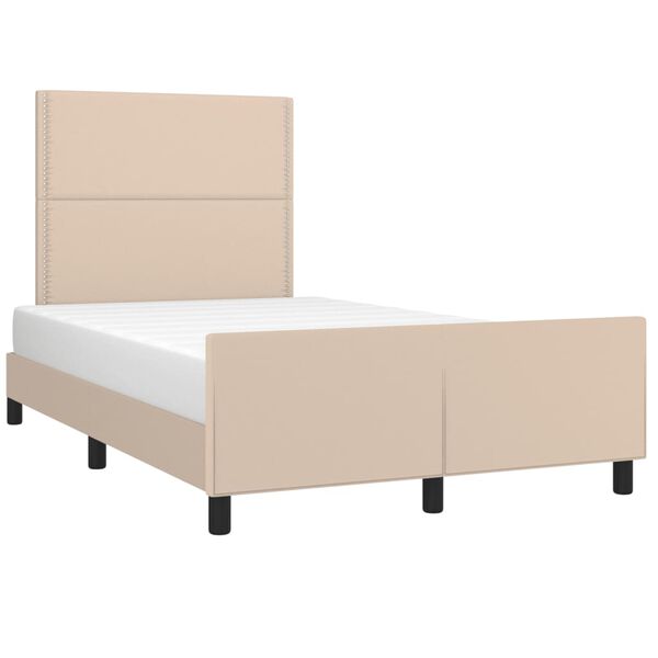 vidaXL Estrutura cama cabeceira 120x200 cm couro artificial cappuccino