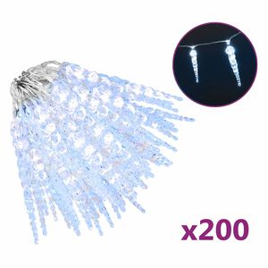 vidaXL Luz de Natal em formato de pingente 200 LEDs Branco Frio 20 m PVC Acr&iacute;lico